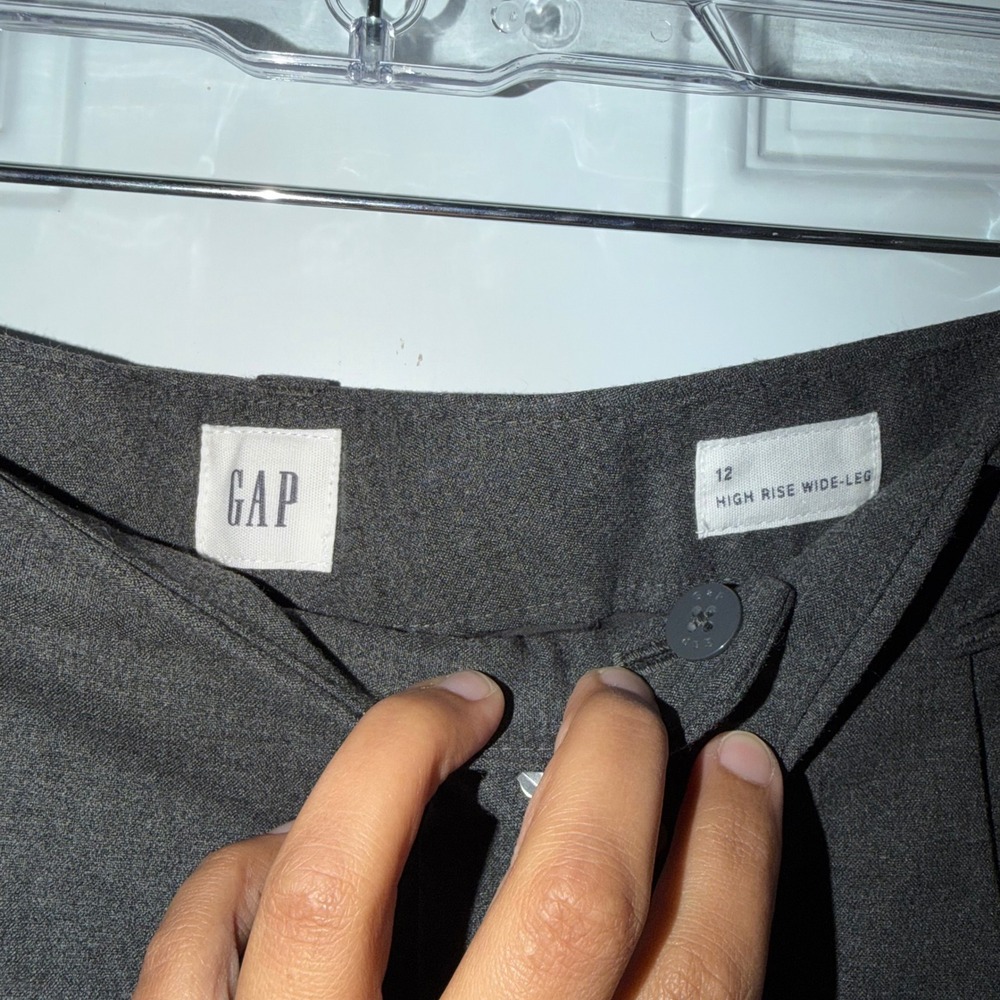 NWT GAP High-Rise Wide Leg size 12 Trousers Charcoal Heather - Picture 3 of 5